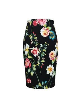 New York & Company Floral Pencil Skirt XS NWT Black Pink Yellow Scuba Knit